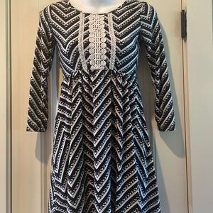 Girls Black and White Chevron Dress
